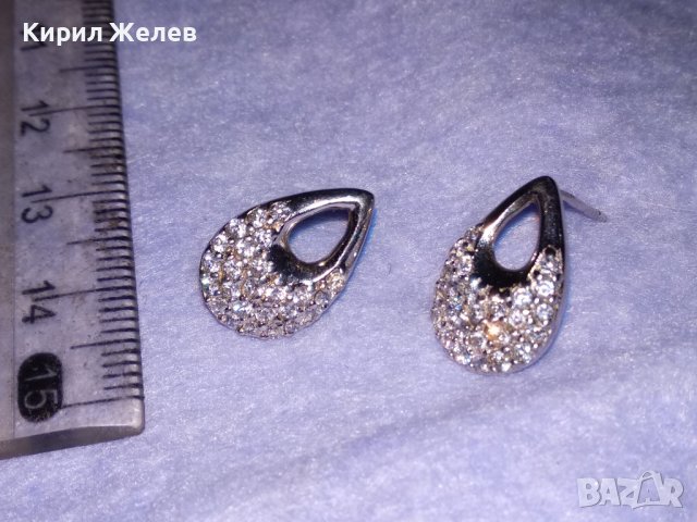 ПРЕКРАСНИ СКЪПОЦЕННИ СРЕБЪРНИ НЕЖНИ АРТ ОБЕЦИ РОДИРАНО СРЕБРО 925 с ФАСЕТИРАНИ ЦИРКОНИ 38756, снимка 2 - Обеци - 41730328