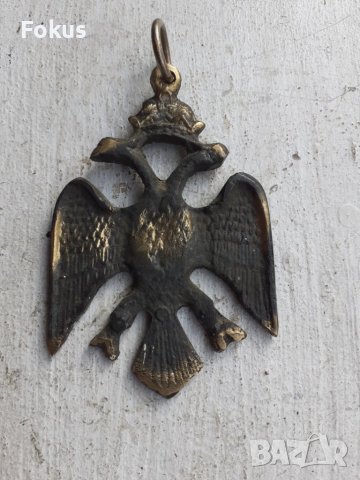 Масивен бронзов медальон двуглав орел с корона