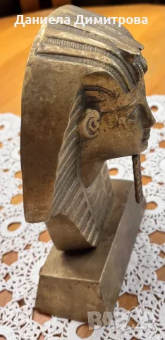 Статуетка/бюст от бронз/месинг на египетския фараон Тутанкамон, снимка 3 - Статуетки - 55904533