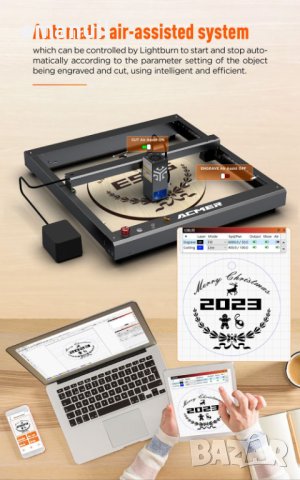 ACMER P2 10W 1800лв 20W 2600лв 33W 3600лв CNC лазер лазерно гравиране рязане метал, снимка 10 - Други машини и части - 40306414