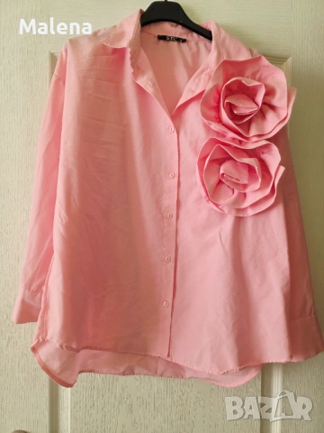 Риза с цветя в розово, снимка 2 - Ризи - 53674382