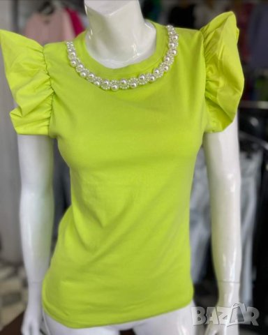 Хит !Блузка с ефектно колие , снимка 2 - Тениски - 40441204