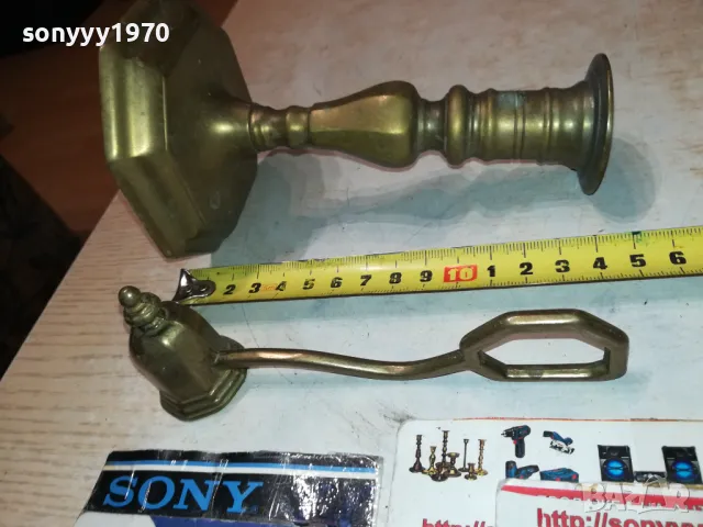 СВЕЩНИК+ГАСАЧ ОТ ФРАНЦИЯ МЕД/МЕСИНГ 1711241743, снимка 3 - Антикварни и старинни предмети - 48002085