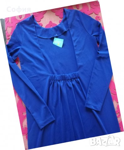 Синя рокля с гол гръб, снимка 2 - Рокли - 35816003