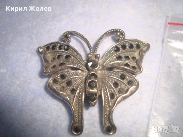 ПОСРЕБРЕН ВИНТИДЖ МАРКАЗИТЕН АРТ НУВО СТИЛ ФИГУРАЛЕН ПЕНДАНТ ПЕПЕРУДА - МЕДАЛЬОН ВИСУЛКА БИЖУ 23461