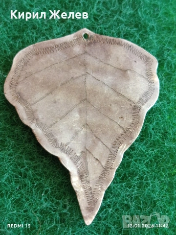 Сребърна висулка листо от дървото Бодхи ювелирна изработка 53048, снимка 2 - Колиета, медальони, синджири - 53070889