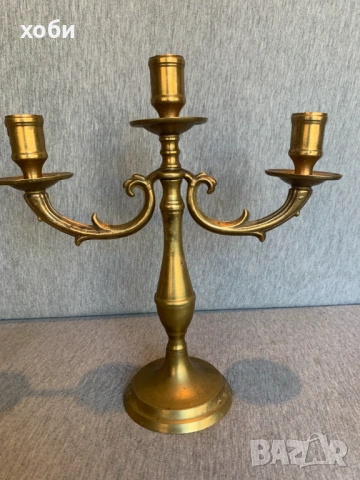   месингов свещник с три рамена 