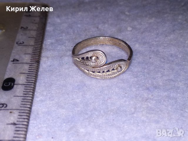СТАРИНЕН СРЕБЪРЕН ПРЪСТЕН ФИЛИГРАННО СРЕБРО 950 ПРОБА РЪЧНА МАЙСТОРКА ФИНА ИЗРАБОТКА 17105, снимка 2 - Антикварни и старинни предмети - 41342143