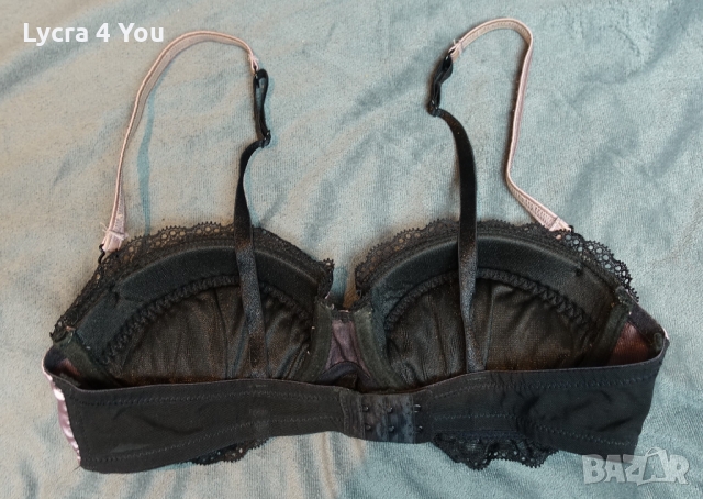 Розов сатенен сутиен с черна дантела 75В размер, снимка 8 - Бельо - 36040246