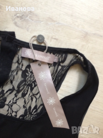 Чисто нов елегантен черен потник от сатен и дантела., снимка 2 - Потници - 51541870