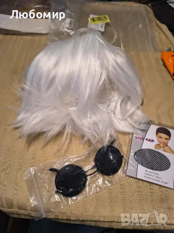 Къса сребристо-виолетова перука за мъже Перука за костюми с капачка на перука Очила
26
, снимка 8 - Аксесоари за коса - 49792720