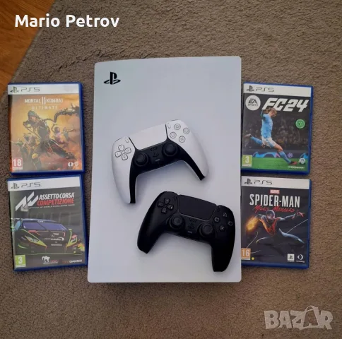 PlayStation 5 + 2 DualSense контролера + 4 игри (цената е с лек кометар)