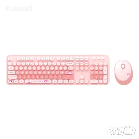 MOFII Sweet New 2.4G комплект безжична клавиатура + мишка (розов), снимка 2 - Клавиатури и мишки - 49452404