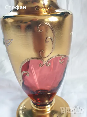 Стъклена ваза Бохемия, снимка 6 - Антикварни и старинни предмети - 50173851