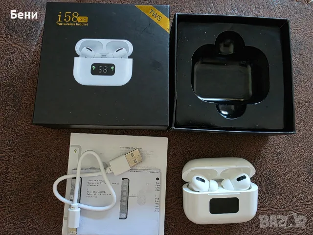 Чисто нови безжични слушалки i58 TWS с LED дисплей, снимка 2 - Bluetooth слушалки - 56067981