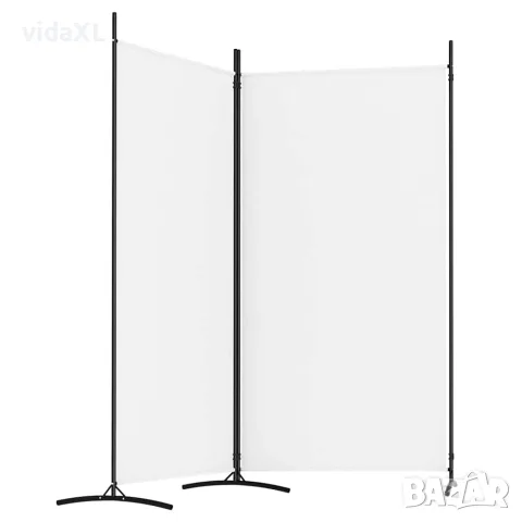 vidaXL Параван за стая, бял, 2 панела, 175x180 см, плат, снимка 4 - Паравани - 56147243