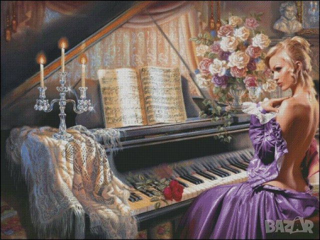 Комплект за изработка на диамантен гоблен "Жена и пиано" 3322