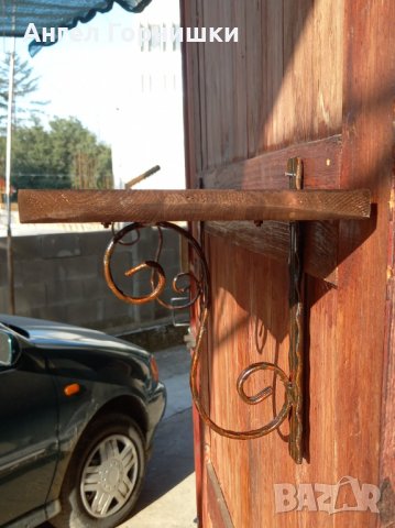 Рафт от ковано желязо и дърво , снимка 2 - Етажерки - 34157864