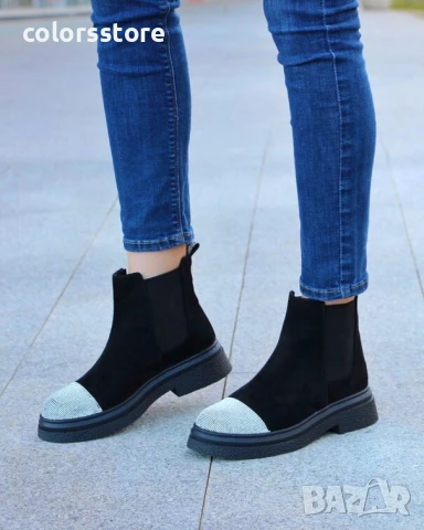 Равни боти - черен велур - NPR20 , снимка 2 - Дамски боти - 51244128