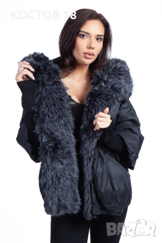 Зимно дамско яке с качулка 4070, яка от изкуствен косъм, снимка 2 - Якета - 52500655