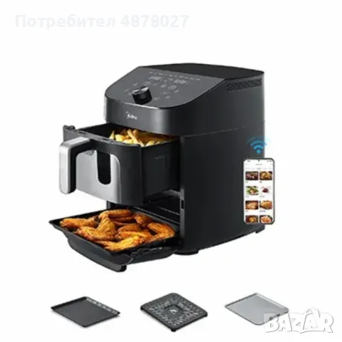 Еър Фрайър 2 в 1 - 11L - Midea MAD1100DADK - С две зони за готвене, 10 програми и 360° циркулация на, снимка 10 - Фритюрници - 55767636