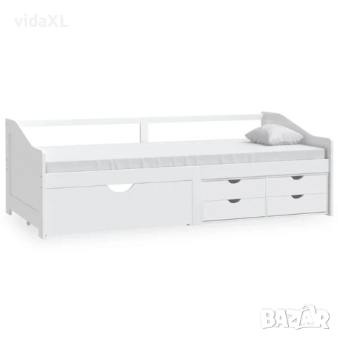 vidaXL 3-местно дневно легло с чекмеджета, бяло, бор масив, 90х200 см(SKU:322170)