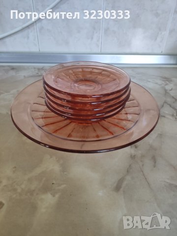  Сервиз за торта стъклен от соца