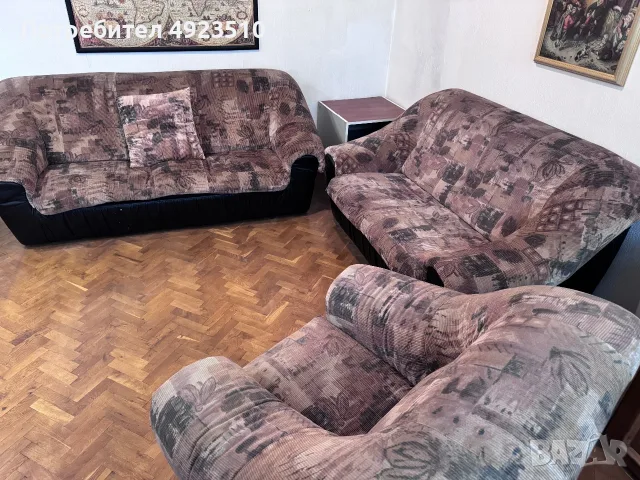 БЕЗПЛАТНО Холова гарнитура и дъбов шкаф, снимка 3 - Дивани и мека мебел - 55717001