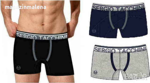 Sergio Tacchini M,L черни,сиви,сини памучни мъжки боксерки мъжко бельо М,Л