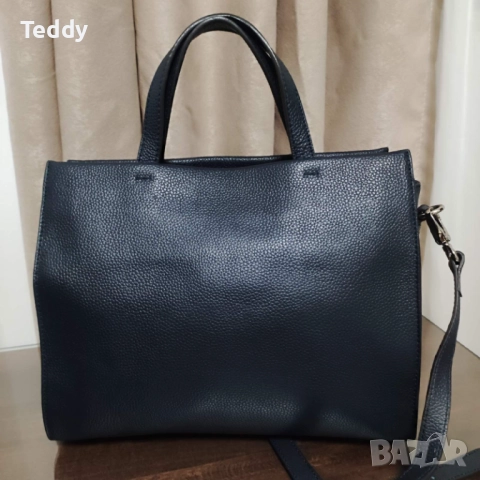 Маркова синя кожена чанта Wittchen, естествена кожа, снимка 7 - Чанти - 52654798