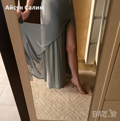 Pull&Bear пепеляво синя рокля с цепка, снимка 3 - Рокли - 53675796