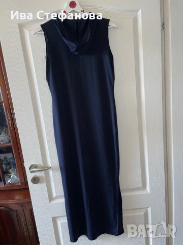 Дълга спортно елегантна черна еластична рокля с качулка , снимка 2 - Рокли - 40718866