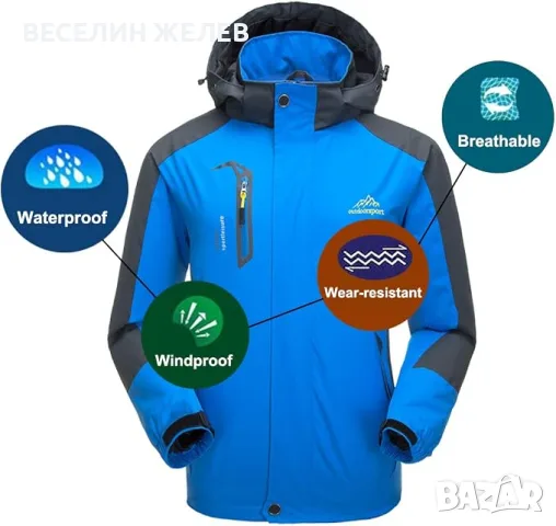 ЧИСТО НОВО туристическо мъжко яке ветровка с етикет – Водоустойчиво и ветроустойчиво, снимка 3 - Якета - 56208715