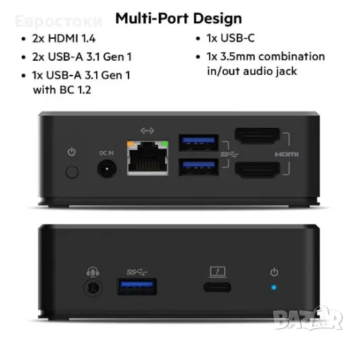 Докинг станция Belkin USB-C Dual Display, цвят: черно. Продукт без фирмена опаковка. Без забележки, снимка 3 - Други - 49593766
