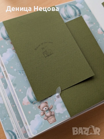 Детски ръчно изработен албум за снимки зелени мечета, подарък за погача, подарък за дете, рожден ден, снимка 13 - Други - 53428166