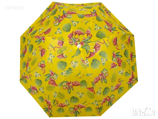 Плажен чадър Фламинго, Текстилен, Разгъваем, 85 см/диаметър, снимка 1