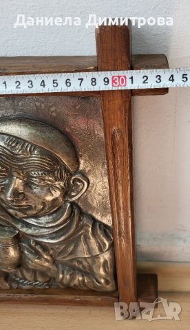 Релефна картина от калай в рамка от дърво масив, снимка 4 - Картини - 40520351