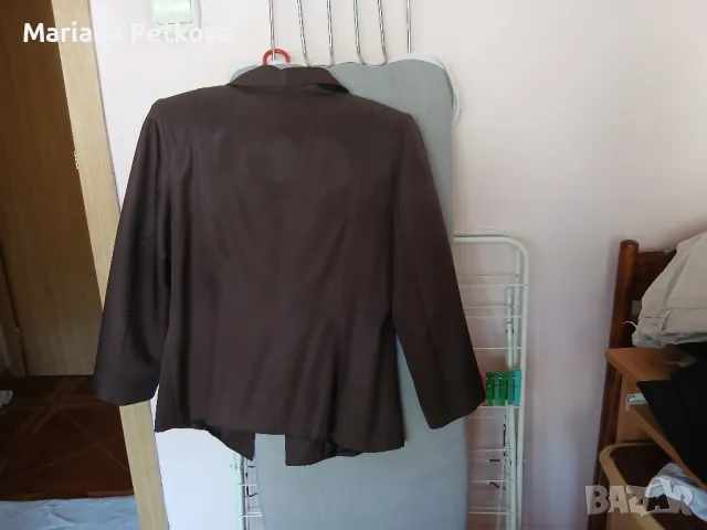 Копринено сако в шоколадов цвят, снимка 4 - Сака - 50303946