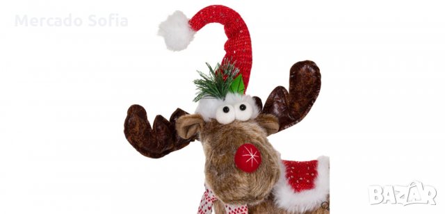 Коледен декоративен северен елен, шапка с пайети с червено седло, 65см , снимка 3 - Декорация за дома - 34744155