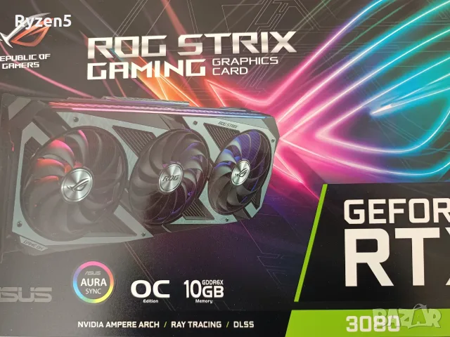 ASUS ROG Strix GeForce RTX 3080 OC 10GB, снимка 6 - Видеокарти - 56248230