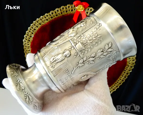 Бокал,халба от калай с ловец,заек,лов,300 мл. , снимка 13 - Антикварни и старинни предмети - 47904460