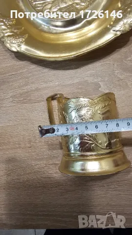 Старинни съветски метални предмети- чиния, подстакани и салфетник, снимка 10 - Антикварни и старинни предмети - 48991701