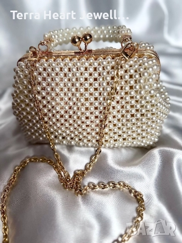Дамска чанта и перли и метална рамка , снимка 10 - Чанти - 52502151