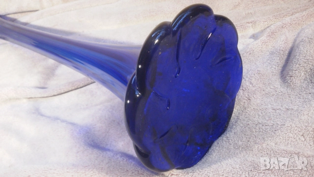 Висока стъклена синя ваза 57.5 сантиметра, снимка 5 - Вази - 51688605