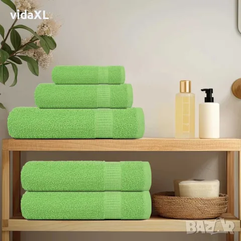 vidaXL Комплект кърпи FROGN от 8 части ябълково зелено 360 г/м², снимка 2 - Хавлиени кърпи - 56145976