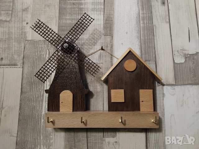 Дървена закачалка за ключове и други вещи