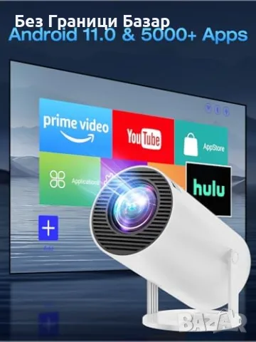 Нов преносим Мини проектор Android 14 4K Full HD 1080P WiFi 6 Bluetooth 30000 Lux 180°, снимка 6 - Плейъри, домашно кино, прожектори - 55957272