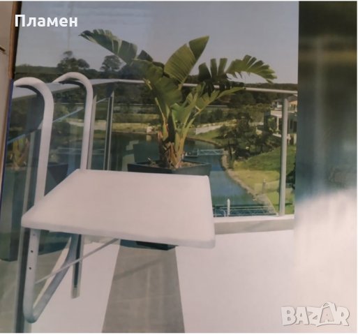 Закачаща се градинска масичка за окачване на балкон тераса висяща Бяла 51.5х39.5х55см, снимка 6 - Градински мебели, декорация  - 35733767