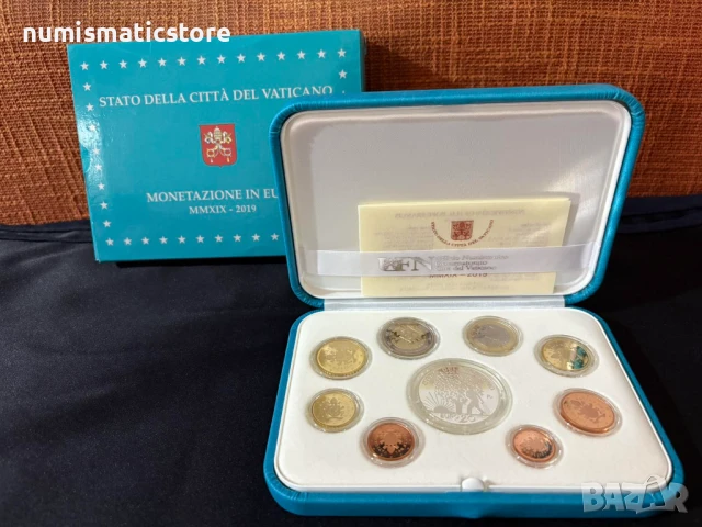 Ватикана PROOF 2019 година - комплектен сет от 1 цент до 2 евро + 20 евро Сребърна монета, снимка 4 - Нумизматика и бонистика - 50812872