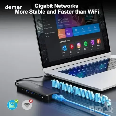 USB-C docking станция 11-в-1 за лаптоп с Dual 4K HDMI, Gigabit Ethernet и USB/USB-C портове, снимка 5 - Кабели и адаптери - 55850062